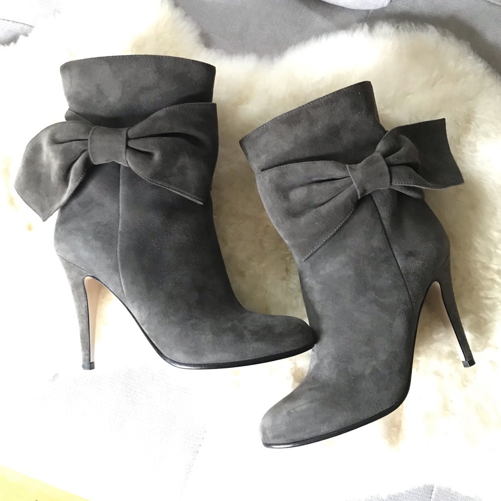 Valentino D’orsay Dark Gray Suede Ankle Boots